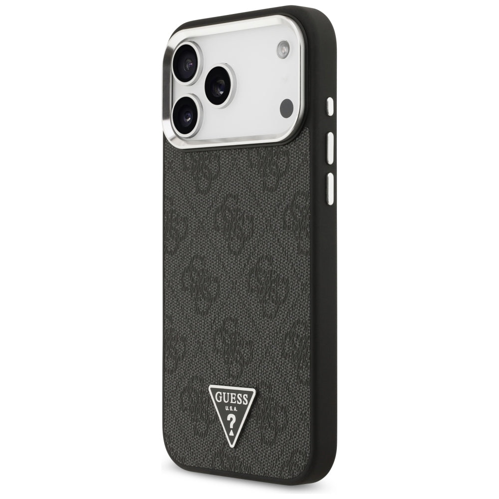 MagSafe Case for Apple iPhone 18 Pro Max / 17 Pro Max, Guess, 4G Triangle Logo, Black Silver