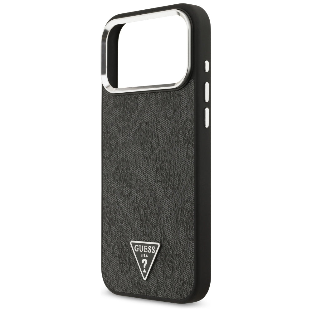 MagSafe Case for Apple iPhone 18 Pro Max / 17 Pro Max, Guess, 4G Triangle Logo, Black Silver