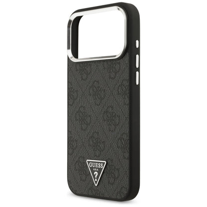 MagSafe Case for Apple iPhone 18 Pro Max / 17 Pro Max, Guess, 4G Triangle Logo, Black Silver