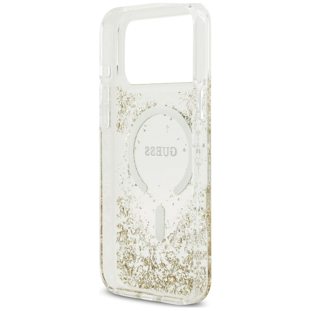 MagSafe Case for Apple iPhone 18 Pro Max / 17 Pro Max, Guess, Resin Bottom Glitter, Gold