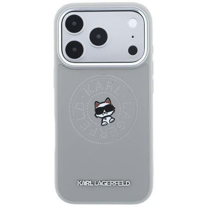 MagSafe Case for Apple iPhone 18 Pro Max / 17 Pro Max, Karl Lagerfeld, Point and Choupette Sketch, Gray