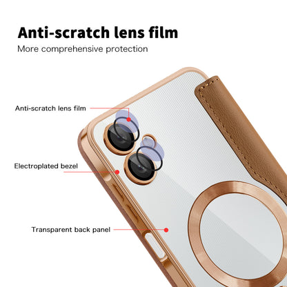 MagSafe Case for Samsung Galaxy A06 A065, Techsuit, SmartMag Book, Brown