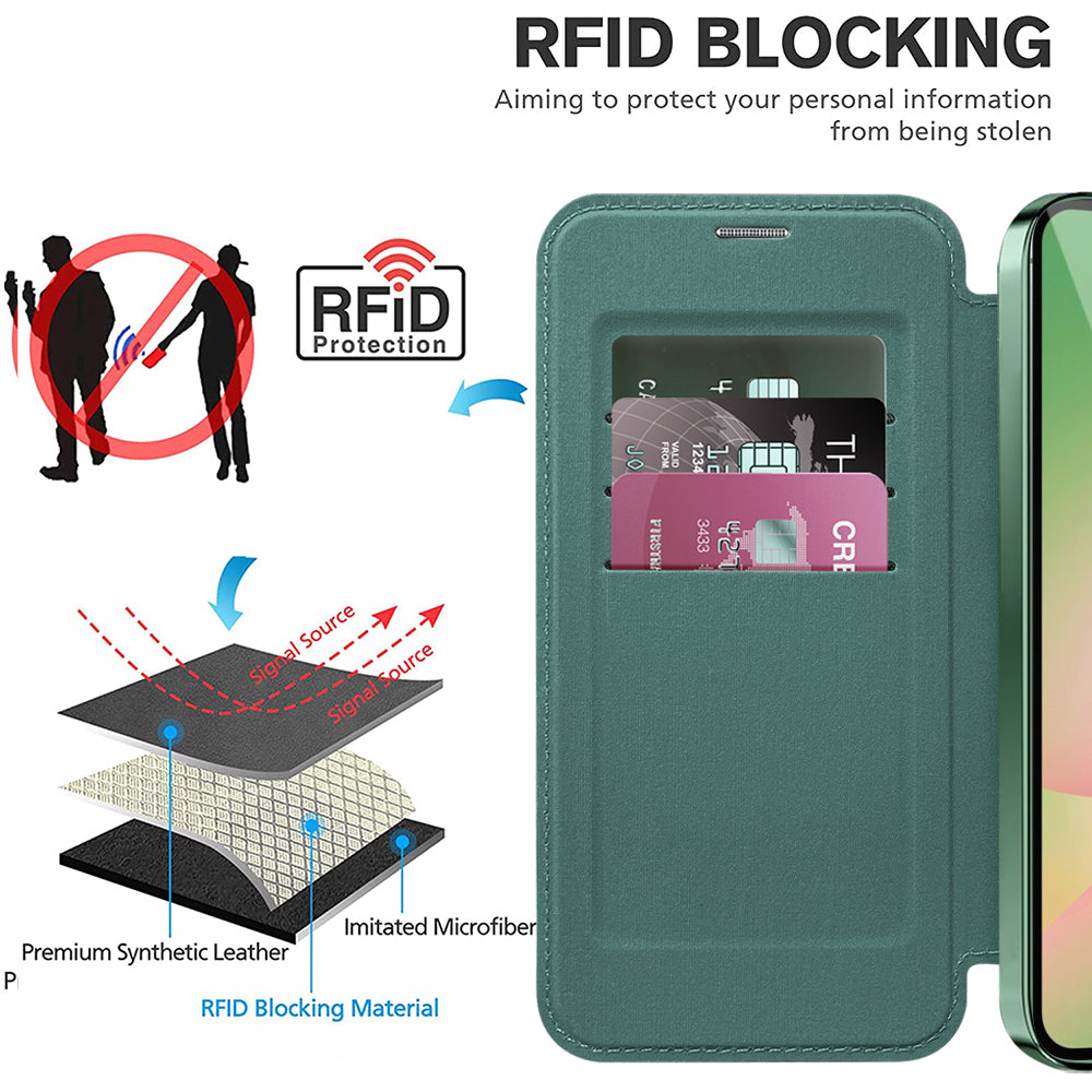 MagSafe Case for Samsung Galaxy A26 A266, Techsuit, SmartMag Book, Green