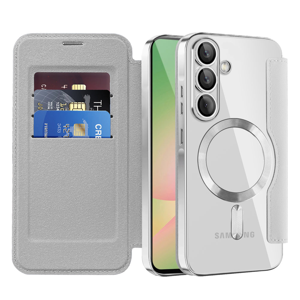 MagSafe Case for Samsung Galaxy A57 5G, Techsuit, SmartMag Book, Gray