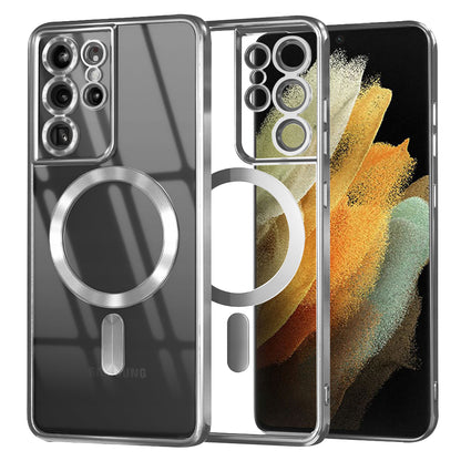 MagSafe Case for Samsung Galaxy S21 Ultra 5G G998, Techsuit, Luxury Crystal, Silver