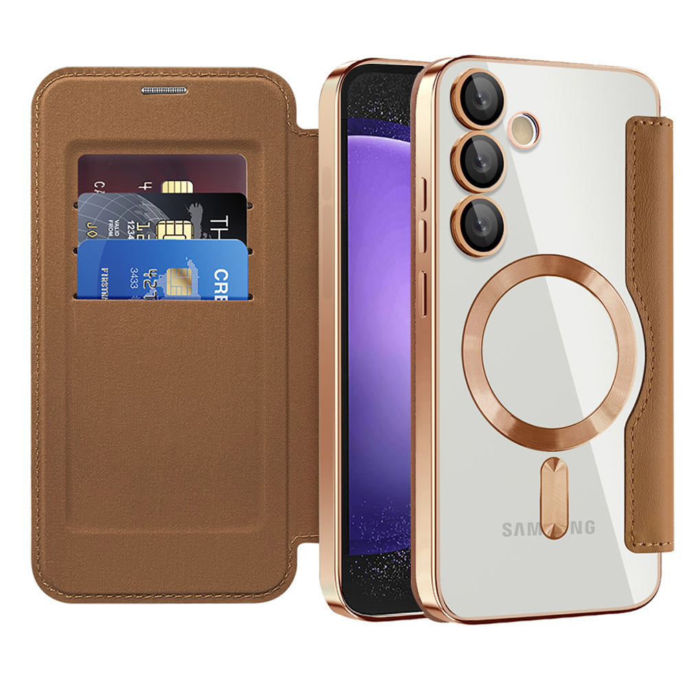 MagSafe Case for Samsung Galaxy S23 FE S711, Techsuit, SmartMag Book, Brown