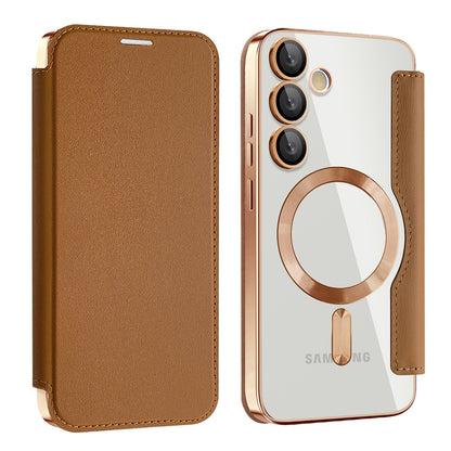 MagSafe Case for Samsung Galaxy S23 FE S711, Techsuit, SmartMag Book, Brown