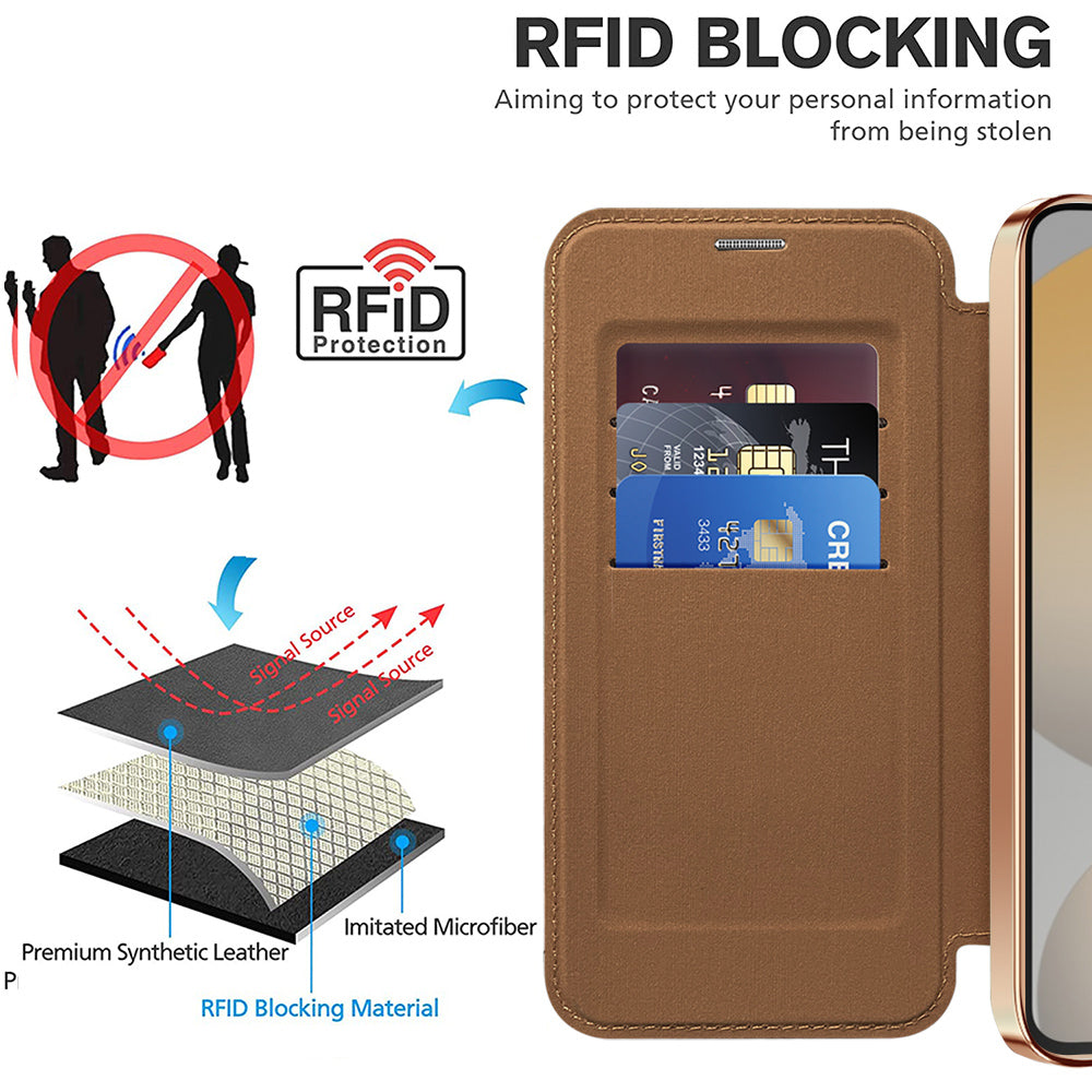 MagSafe Case for Samsung Galaxy S23 FE S711, Techsuit, SmartMag Book, Brown