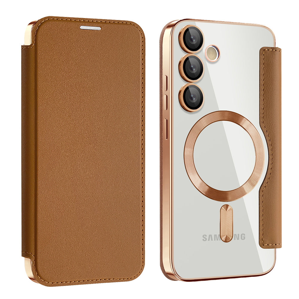 MagSafe Case for Samsung Galaxy S23+ S916, Techsuit, SmartMag Book, Brown