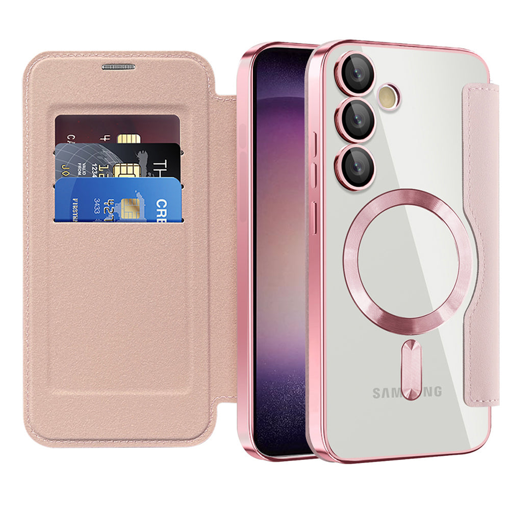 MagSafe Case for Samsung Galaxy S23+ S916, Techsuit, SmartMag Book, Pink