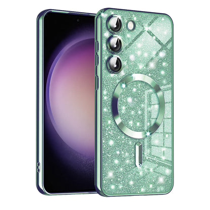 MagSafe Case for Samsung Galaxy S23 S911, Techsuit, Luxury Glitter, Light Green