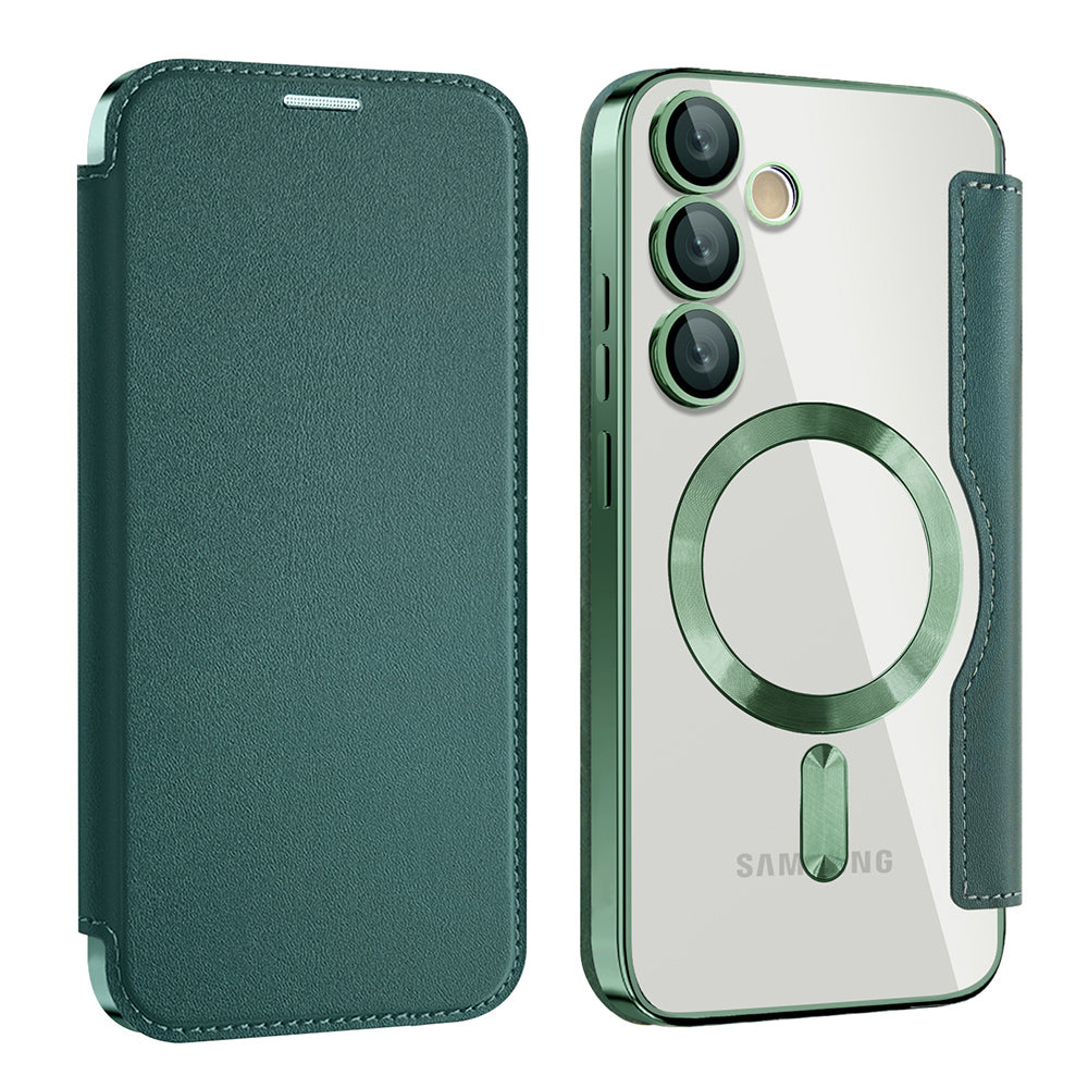 MagSafe Case for Samsung Galaxy S23 S911, Techsuit, SmartMag Book, Green