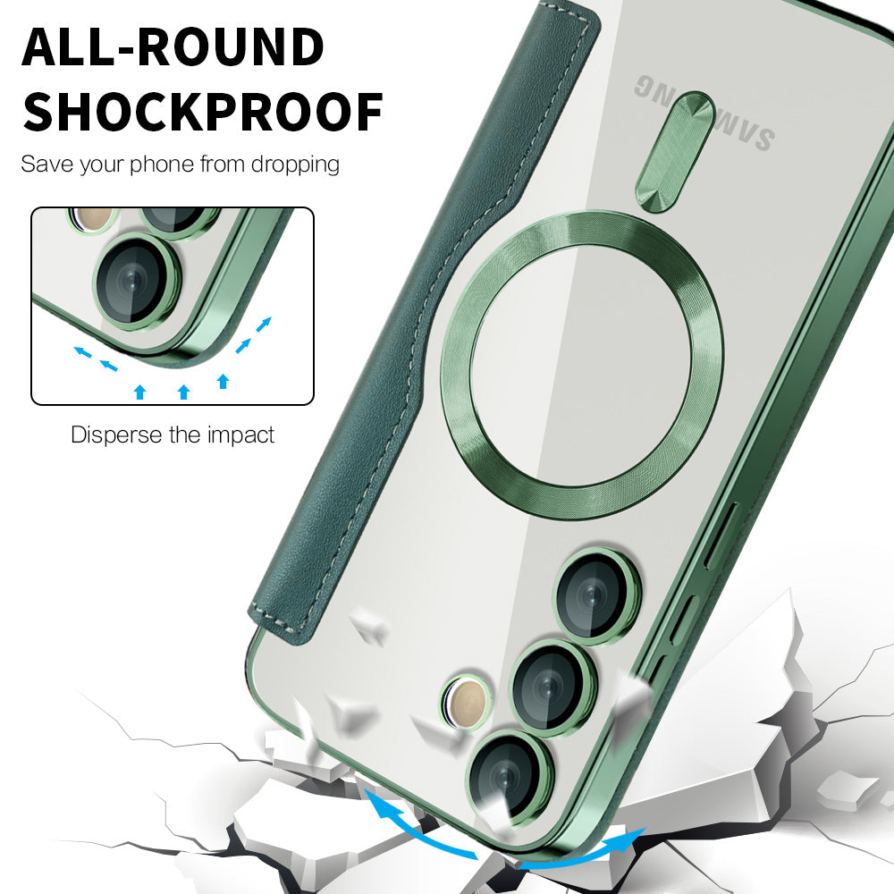 MagSafe Case for Samsung Galaxy S23 S911, Techsuit, SmartMag Book, Green