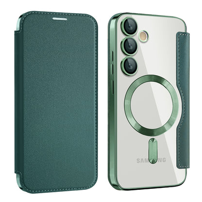 MagSafe Case for Samsung Galaxy S24 S921, Techsuit, SmartMag Book, Green