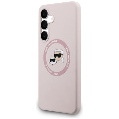 MagSafe Case for Samsung Galaxy S25 FE, Karl Lagerfeld, Silicone Karl & Choupette's Heads, Pink