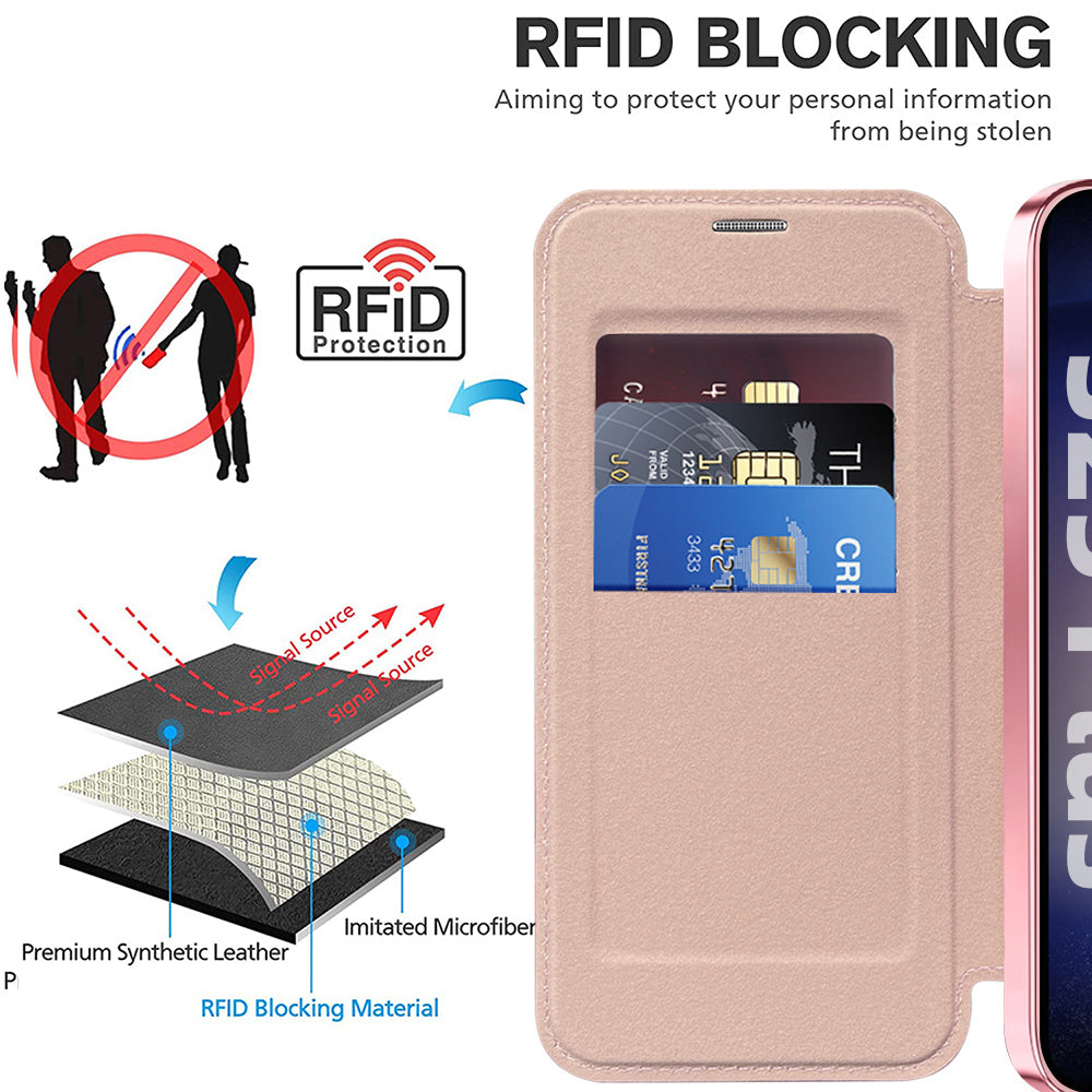 MagSafe Case for Samsung Galaxy S25+ S936, Techsuit, SmartMag Book, Pink