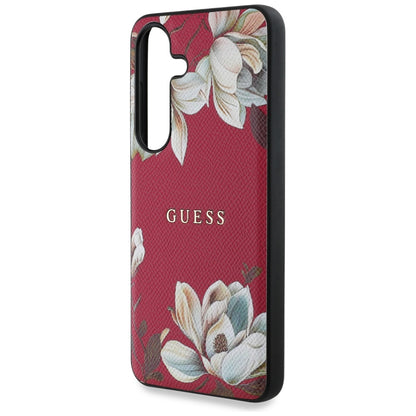 MagSafe Case for Samsung Galaxy S25 S931, Guess, Grained Flowers, Fuchsia