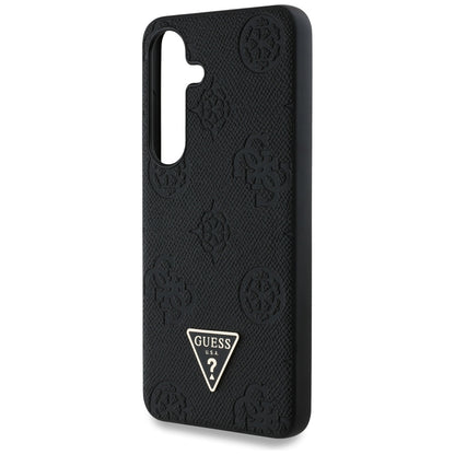 MagSafe Case for Samsung Galaxy S25 S931, Guess, Peony Grained Hot Stamp Triangle, Black