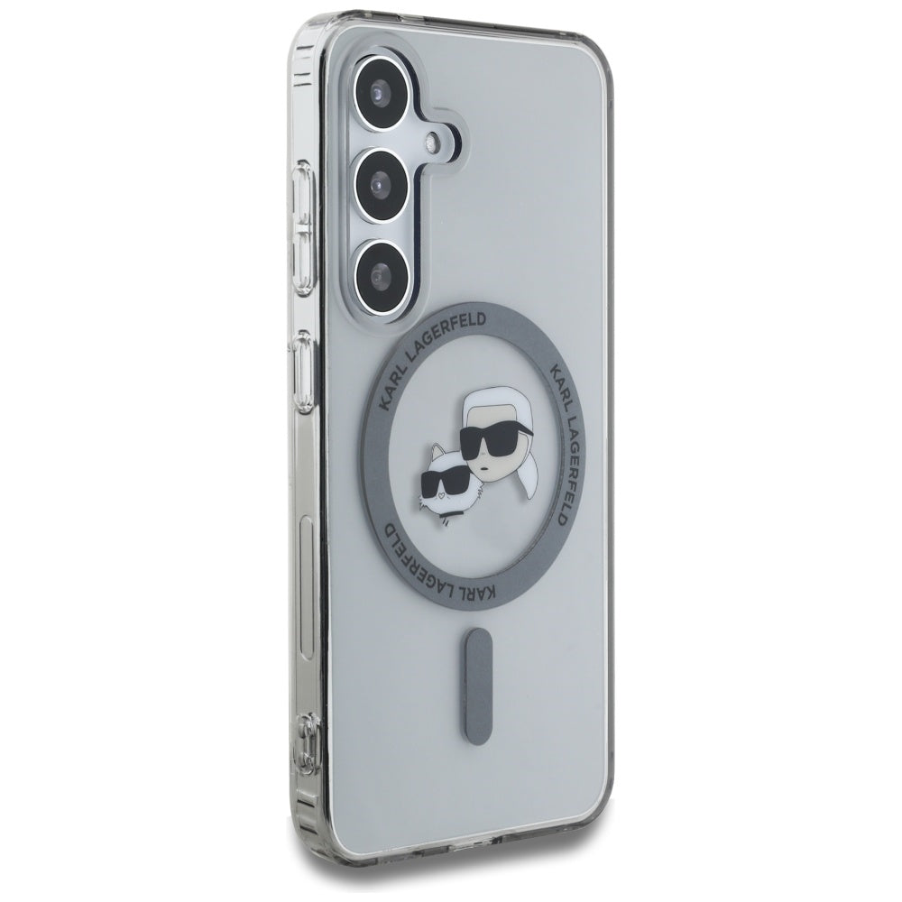 MagSafe Case for Samsung Galaxy S25 S931, Karl Lagerfeld, IML Metal Karl & Choupette's Heads, Black