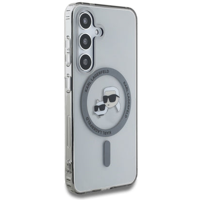 MagSafe Case for Samsung Galaxy S25 S931, Karl Lagerfeld, IML Metal Karl & Choupette's Heads, Black