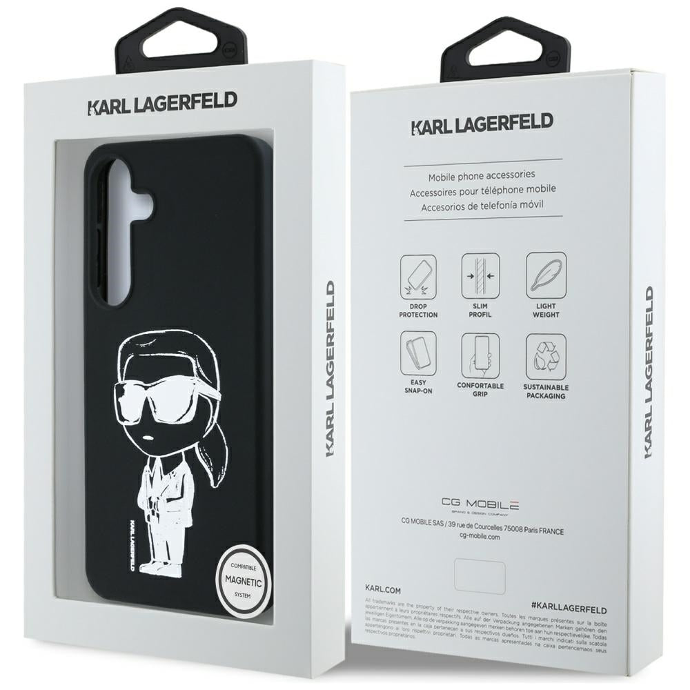 MagSafe Case for Samsung Galaxy S25 S931, Karl Lagerfeld, Silicone Graffiti, Black