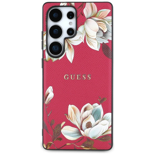 MagSafe Case for Samsung Galaxy S25 Ultra S938, Guess, Grained Flowers, Fuchsia