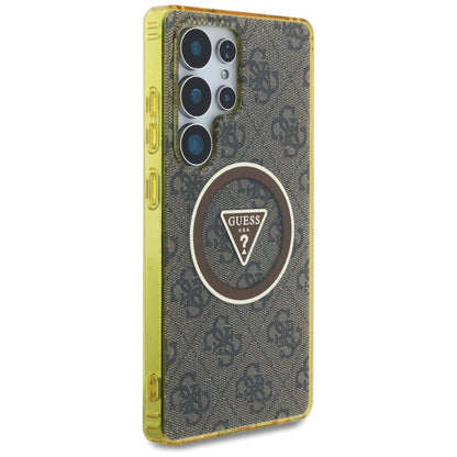 MagSafe Case for Samsung Galaxy S25 Ultra S938, Guess, IML Glitter 4G Circle Triangle, Brown