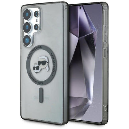 MagSafe Case for Samsung Galaxy S25 Ultra S938, Karl Lagerfeld, IML Metal Karl & Choupette's Heads, Black