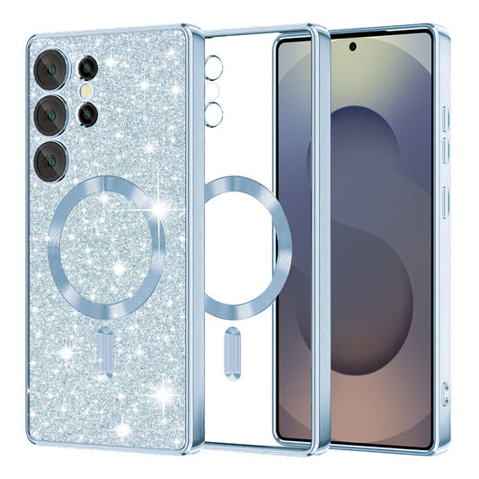 MagSafe Case for Samsung Galaxy S25 Ultra S938, Techsuit, Luxury Glitter, Blue