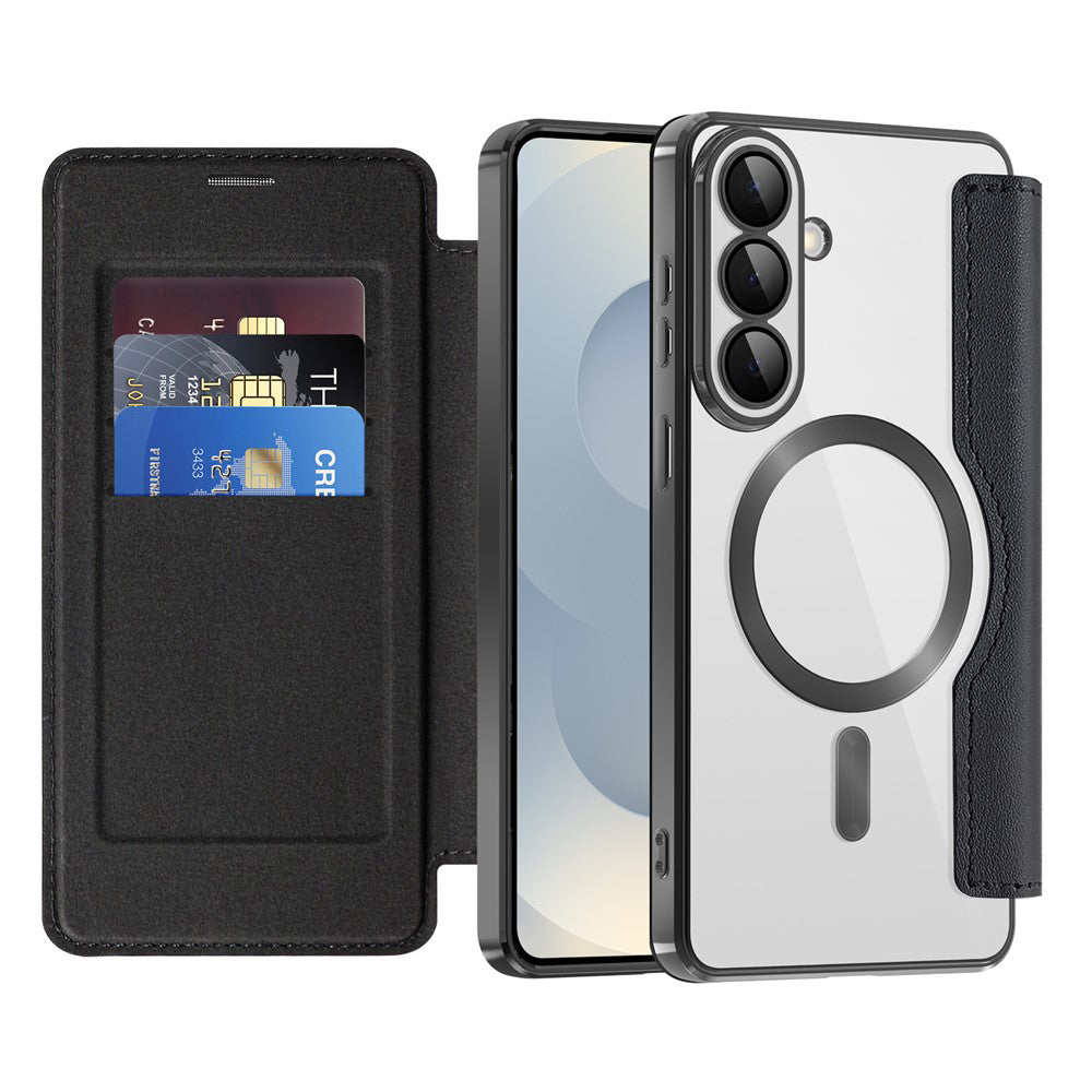 MagSafe Case for Samsung Galaxy S26 Plus, Techsuit, SmartMag Book, Black