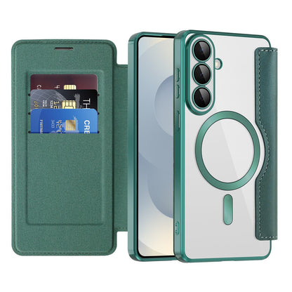 MagSafe Case for Samsung Galaxy S26 Plus, Techsuit, SmartMag Book, Green