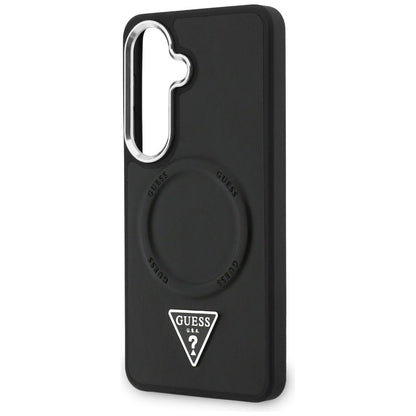 MagSafe Case for Samsung Galaxy S26 S942, Guess, Embossed Ring Triangle Logo, Black