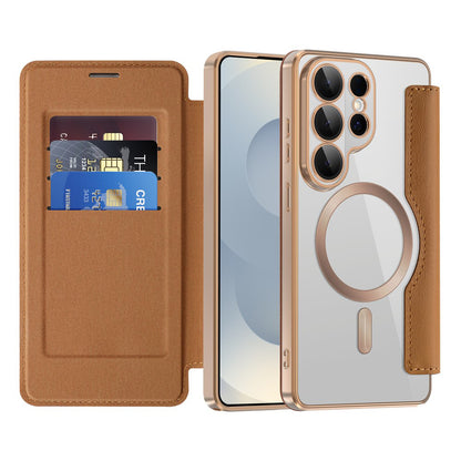 MagSafe Case for Samsung Galaxy S26 Ultra, Techsuit, SmartMag Book, Brown