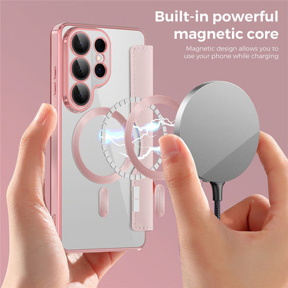 MagSafe Case for Samsung Galaxy S26 Ultra, Techsuit, SmartMag Book, Pink