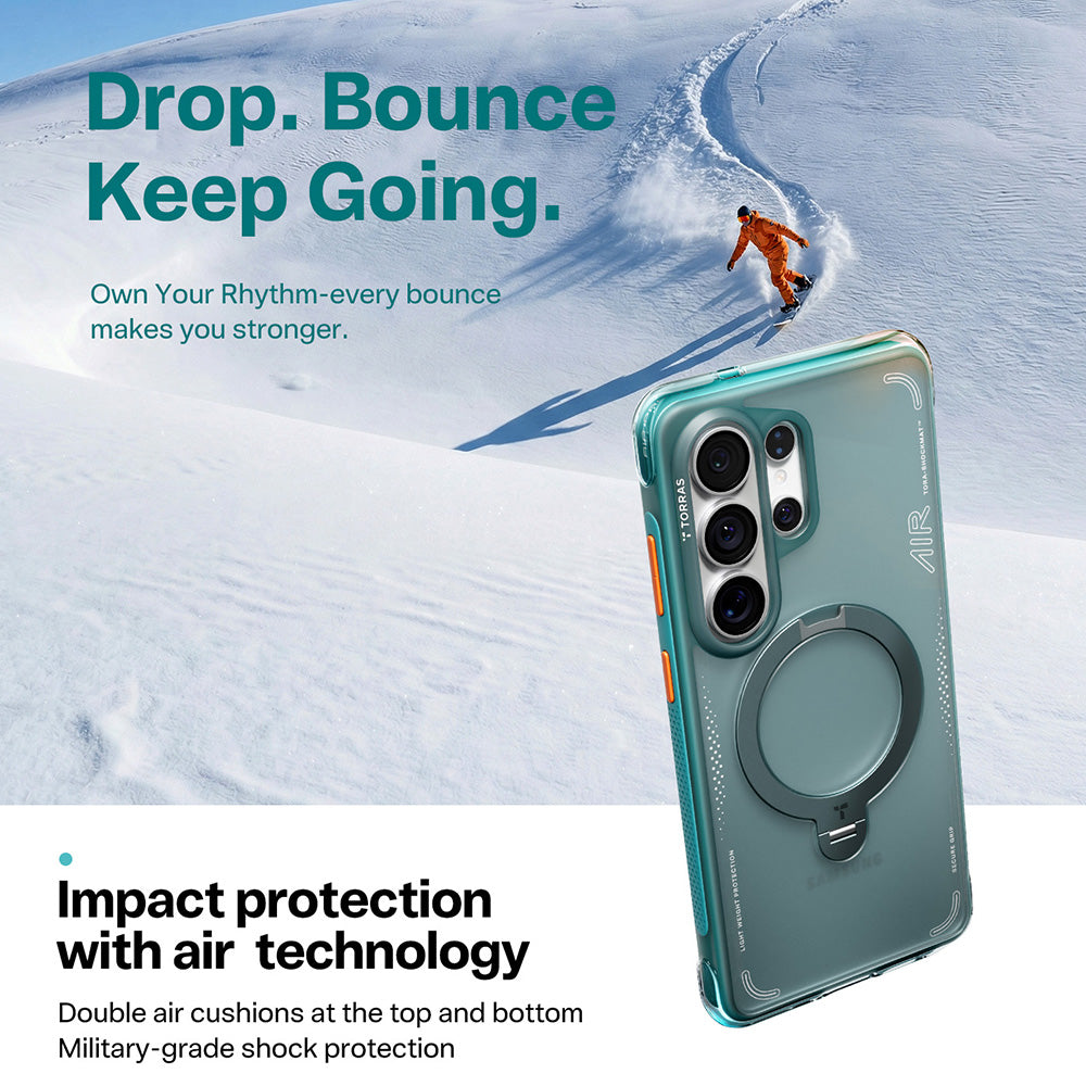 MagSafe Case for Samsung Galaxy S26 Ultra, Torras, Ostand Spin Air, Green