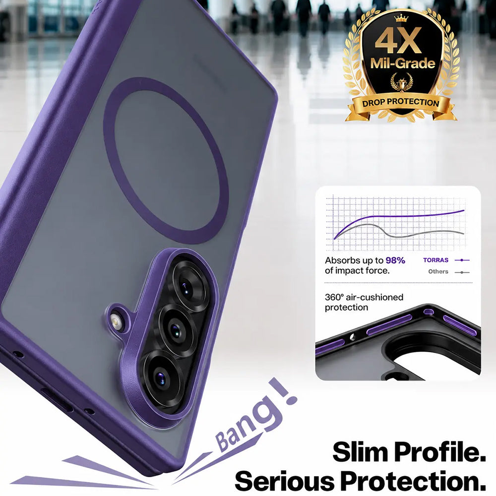 MagSafe Case for Samsung Galaxy Z Fold8 Ultra F976, Torras, Guardian, Dark Purple