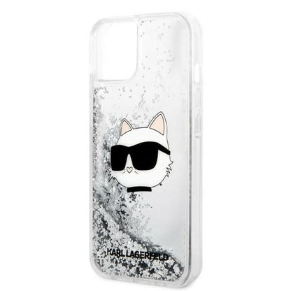 Case for Apple iPhone 14 Plus, Karl Lagerfeld, Glitter Choupette's Head, Silver