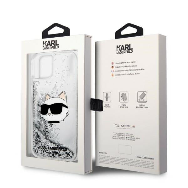 Case for Apple iPhone 14 Plus, Karl Lagerfeld, Glitter Choupette's Head, Silver