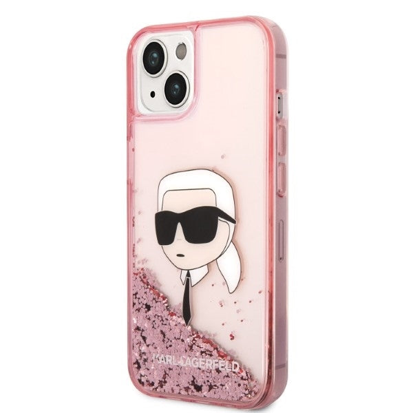 Case for Apple iPhone 14 Plus, Karl Lagerfeld, Glitter Karl's Head, Pink