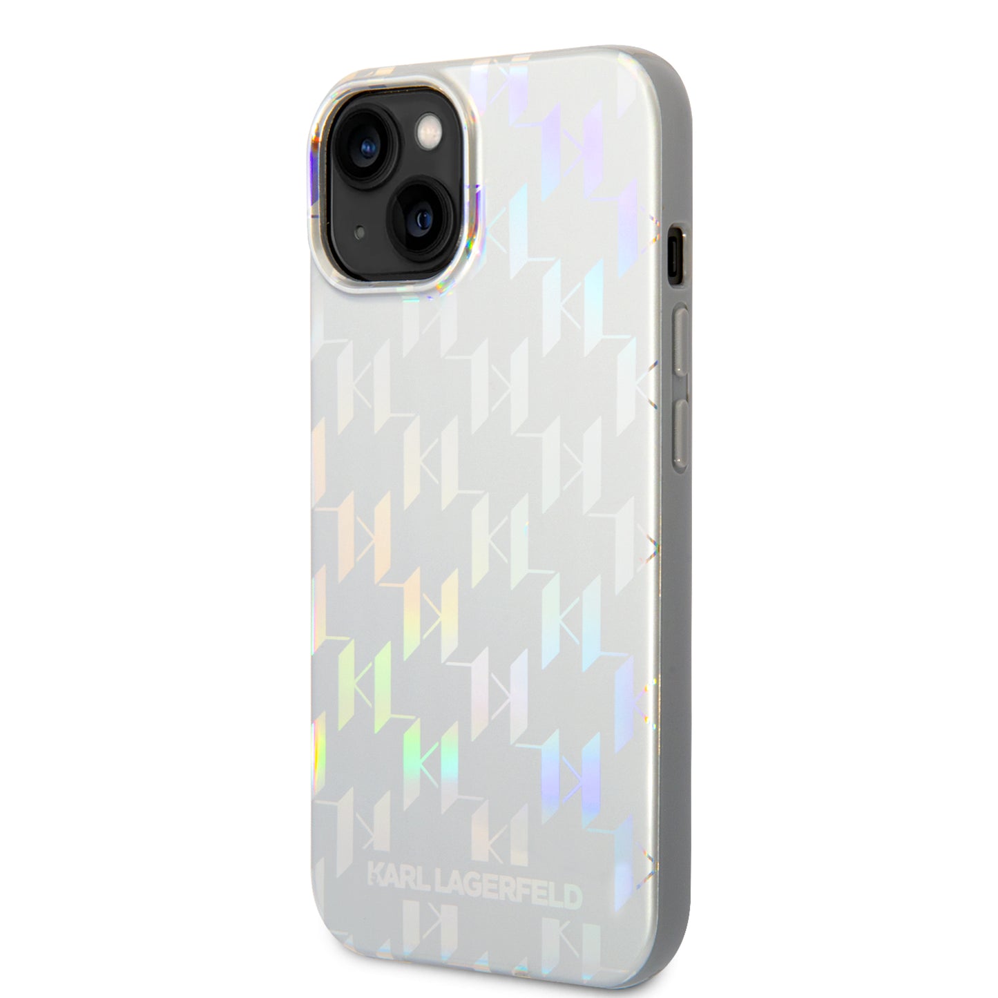 Case for Apple iPhone 14 Plus, Karl Lagerfeld, Monogram Iridescent, Silver