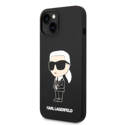 Case for Apple iPhone 14 Plus, Karl Lagerfeld, Ikonik Karl Silicone, Black