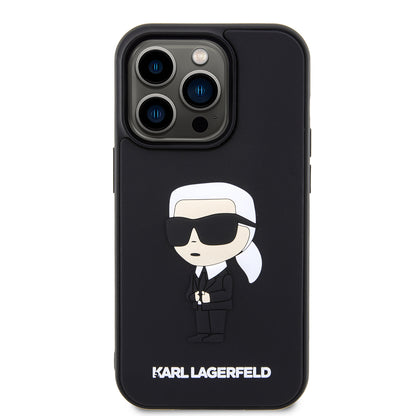 Case for Apple iPhone 14 Pro, Karl Lagerfeld, 3D Rubber Ikonik Karl, Black