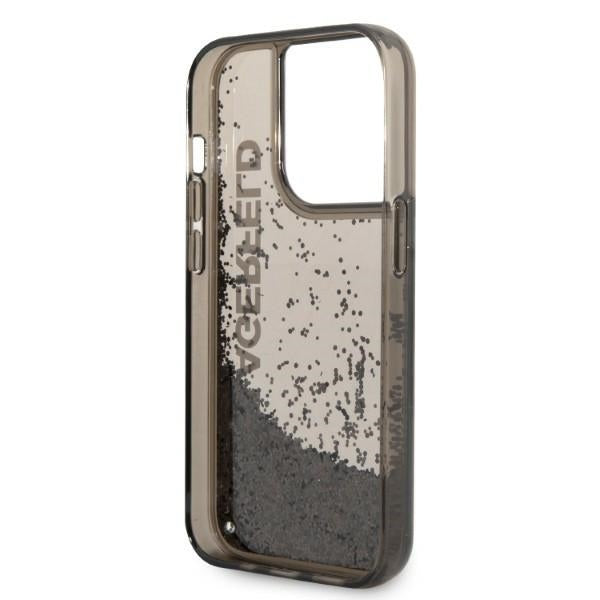 Case for Apple iPhone 14 Pro, Karl Lagerfeld, Liquid Glitter KL Logo, Black