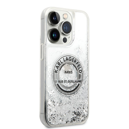 Case for Apple iPhone 14 Pro, Karl Lagerfeld, Liquid Glitter RSG, Silver
