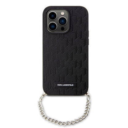Case for Apple iPhone 14 Pro, Karl Lagerfeld, Saffiano Monogram Chain, Black