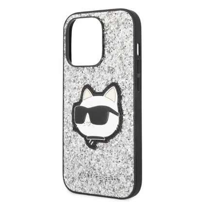 Case for Apple iPhone 14 Pro Max, Karl Lagerfeld, Glitter Choupette Patch, Silver