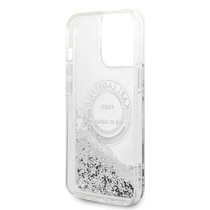 Case for Apple iPhone 14 Pro Max, Karl Lagerfeld, Liquid Glitter RSG, Silver