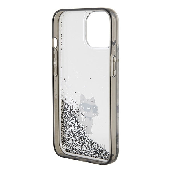 Case for Apple iPhone 15 / 14 / 13, Karl Lagerfeld, Liquid Glitter Choupette, Transparent