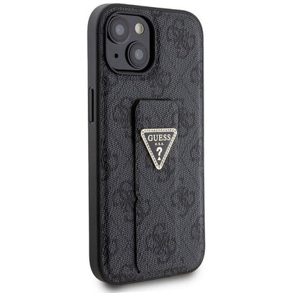 Case for Apple iPhone 15, Guess, Grip Stand 4G Triangle Strass, Black