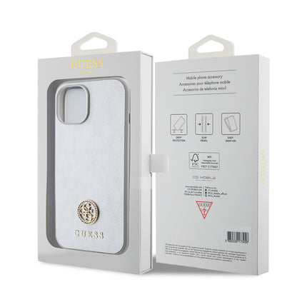 Case for Apple iPhone 15, Guess, Strass Metal Logo, Silver